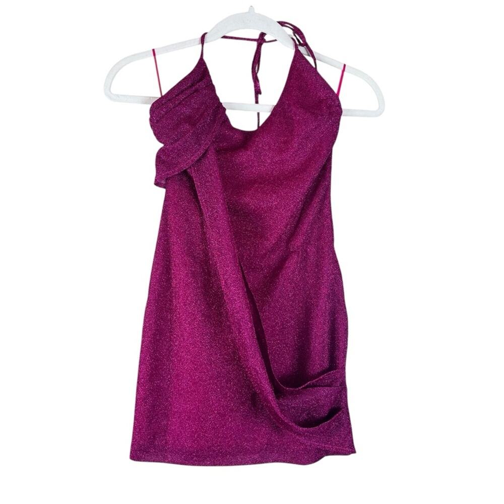 Meshki 2000s Collection Y2K Mini Dress Bodycon Going Out Glitter Shimmer Pink XS - Picture 3 of 12